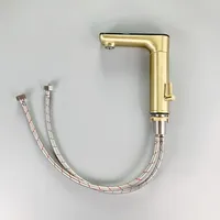 Robinet mitigeur chaud/froid à capteur automatique avec affichage LED, finition or brossé, design contemporain, sans contact