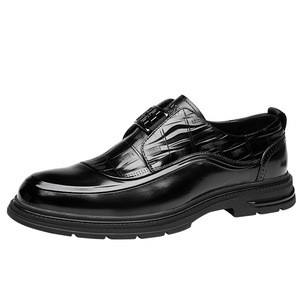 FAPA Men's Genuine Leather <b>Slip</b>-On Loafers Black Business Formal Wedding Shoes Top Grain Cowhide <b>Full</b> Grain Leather - Product Image 5