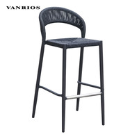 VANRIOS Vente en gros Bar moderne Dessus de table à lamelles en aluminium Salle à manger de luxe Café Mobilier de jardin Ensemble table à manger d'extérieur