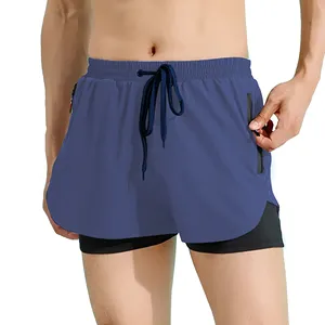 Calção de banho masculino com logotipo personalizado com bolsos com zíper, boxer preto, praia, shorts, esportes para piscina, atacado OEM