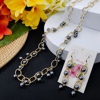 Conjunto de collar y pendientes de joyería de oro Hawaiano, colgante pequeño, Perla de concha, joyería de moda para mujer, conjunto