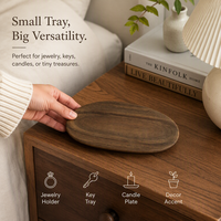 Plateau ovale en bois d'acacia, plateau de service en bois avec rainure peu profonde pour la décoration de table