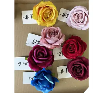 Factory reasonable low price wholesale red white pink color handmade artificial silk rose heads