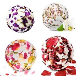 Custom Logo Flower Bath bombs Factory Wholesale Rose Lavender Dried Flowers Petals Bath Bombs