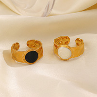 Ins Style Beliebte Edelstahl Runde Edelstein ringe Weibliche Retro Mode Breiter Ring 18 Karat vergoldete Öffnung Luxus schmuck
