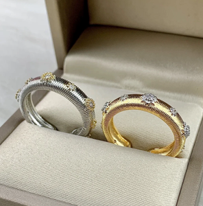 Bague de fiançailles vintage UM JEWELRY en argent sterling plaqué or 18 carats avec CZ géométrique épaisse pour femme, cadeau de fête - Product Image 4