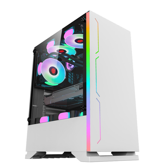 Wholesale White Pink Black PC Case Ocean View Through Light Design Pc Case M-atx Glass Gaming Computer Case