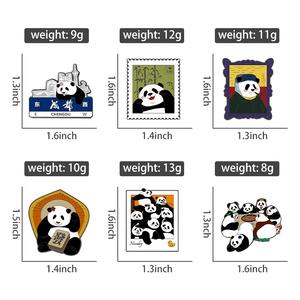パンダ食べる竹とホットポットエナメルピン魅力的に素朴なパンダブローチかわいい漫画パンダラペルバッジ服ジュエリーギフト - Product Image 6
