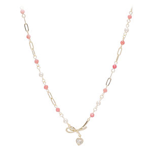 Collar Romántico con Lazo y <span class=keywords><strong>Corazón</strong></span> Chapado en Oro de 18K, Gargantilla Hecha a Mano con Cuentas de Amatista, Joyería Elegante Estilo Y2K, Regalo para Mujer, Fiesta - Product Image 6