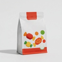 Sachet à fond plat imprimé sur mesure, scellé sur huit côtés, avec fermeture éclair, en aluminium alimentaire, pour snacks, noix et fruits secs