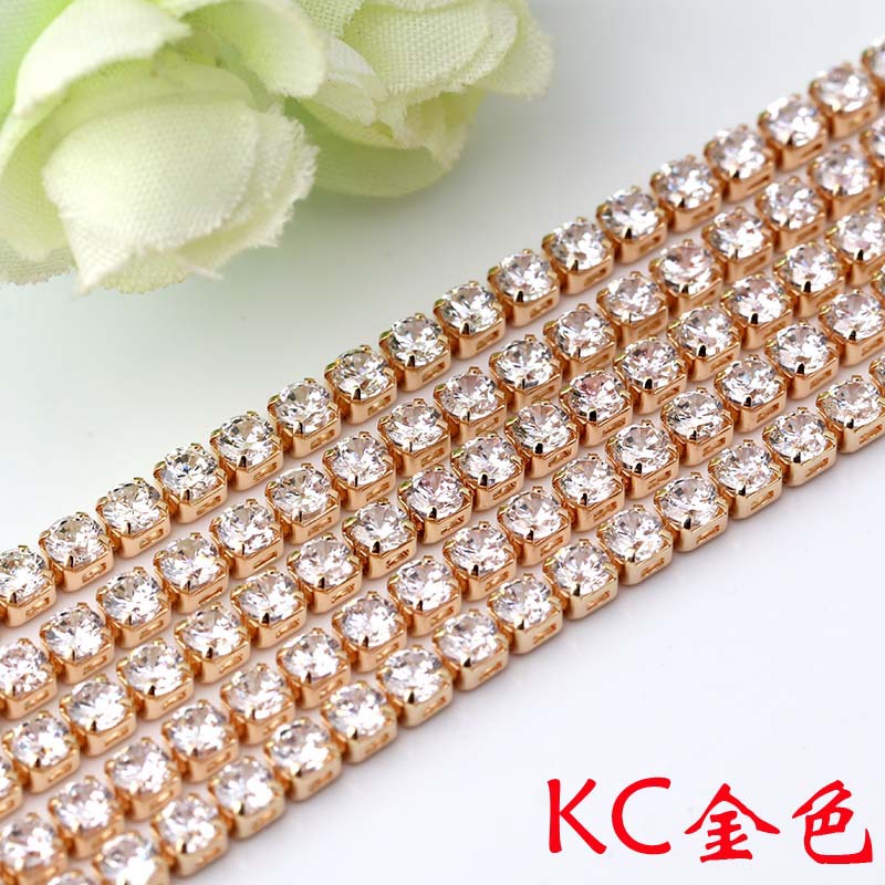 สร้อยคอโซ่กรงเล็บประดับเพชร CZ สีทอง KC