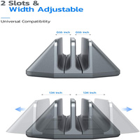 Nouveauté : Support vertical pour ordinateur portable à 2 emplacements, organiseur de bureau en aluminium à double fente, station d'accueil pour Macbook Pro iPad