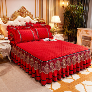 Luxe Beddengoed Europese Stijl Spreien Op Het <span class=keywords><strong>Bed</strong></span> Kant <span class=keywords><strong>Bed</strong></span> Rok Kussenslopen Crystal Fluwelen King <span class=keywords><strong>Queen</strong></span> <span class=keywords><strong>Size</strong></span> Thuis Textiel - Product Image 2