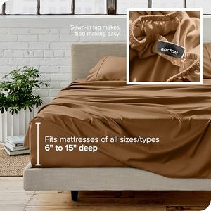 Matelas de haute qualité, respirants et rafraîchissants, de 6 à 15 pouces, résistants à la décoloration et aux plis, ensemble de draps en microfibre - Product Image 3