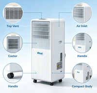 Climatiseur portable électrique silencieux Airwens 12000 BTU à faible bruit pour usage domestique avec fonctions d'économie d'énergie et d'auto-nettoyage