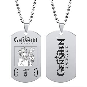 Juego <span class=keywords><strong>Genshin</strong></span> impacto collar Xiao Zhongli titanio acero colgante Moda hombre mujer Cosplay accesorio - Product Image 3