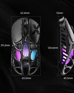 GravaStar Mercury X Tri-Mode Gaming Mouse, 49g Magnesium Alloy Hollow <b>Frame</b>, PAW3950 32000 DPI, 1000Hz, RGB, 110H Battery - Product Image 6