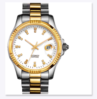 Montre de luxe carrée à quartz, bracelet en acier inoxydable, cadran à aiguilles, date, légère, color block, étanche, emballage coffret cadeau