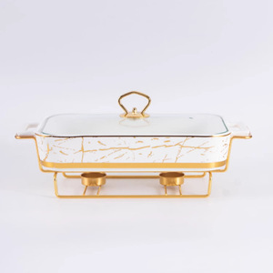Plat <span class=keywords><strong>de</strong></span> <span class=keywords><strong>Soupe</strong></span> Créatif en Céramique Rectangulaire Nordique à Double Anse, avec Bougie Chauffante pour Restaurant - Product Image 6