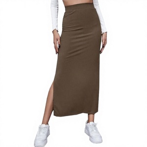 Vestido Maxi Otoñal para Mujer, Estilo Europeo y Americano, Tallas S-3XL, Color Sólido, Falda Cruzada con Abertura, Tejido Natural Informal - Product Image 3