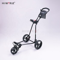 COMMENT VRAI chariot de golf noir chariot de poussée chariot de golf à 3 roues cadre en aluminium portable chariot de golf mobile