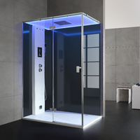 Euro design LD211F15 cabine de douche à vapeur autoportante avec plateau de douche en pierre artificielle et panneau de vapeur