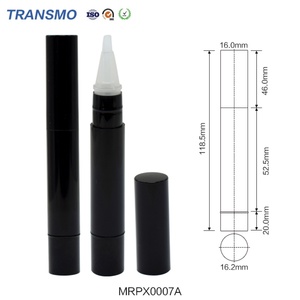 Bolígrafo de maquillaje recargable con tubo de 4ml, negro, vacío, para aceite de uñas, bálsamo labial de plástico PP, envase redondo de gel labial con brocha - Product Image 2