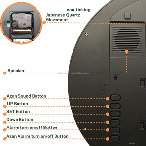 Retro Vòng 13 Inch Kỹ Thuật Số Báo Động <span class=keywords><strong>Azan</strong></span> Đồng Hồ Thời Gian Cầu Nguyện Tường Tự Động Kaaba Cửa Hồi Giáo Đồng Hồ Athan Loa - Product Image 3