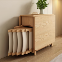 Petite table à manger moderne multifonctionnelle en bois massif, design télescopique pliable et extensible, rangement pratique, livraison gratuite