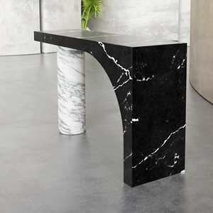 Table <span class=keywords><strong>console</strong></span> moderne en marbre noir Table de salon étroite Table <span class=keywords><strong>basse</strong></span> d'entrée en pierre naturelle - Product Image 2
