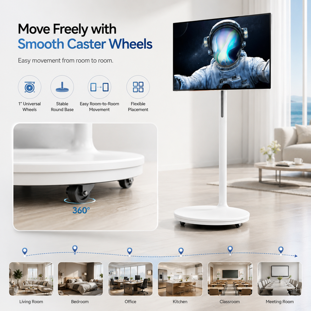 New Arrival Smart 32 Inch Tv Monitor Android Rotating Smart Tv for Easy Movable Multi-Functional with Easy-Move Wheels