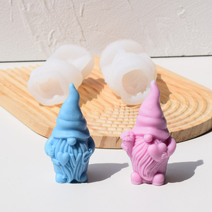 Moldes de Silicona para Velas 3D, Moldes de Silicona para Velas de Navidad con Diseño de Santa Claus y Duende, Decoración Invernal DIY, Molde para Velas - Product Image 1