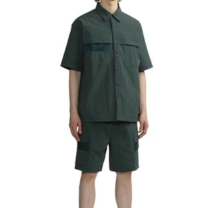 Abbigliamento Cargo con bottoni tagliati a <span class=keywords><strong>maniche</strong></span> <span class=keywords><strong>corte</strong></span> da <span class=keywords><strong>uomo</strong></span> a righe Polo da ufficio t-shirt giacche da lavoro camicie da <span class=keywords><strong>uomo</strong></span> - Product Image 1