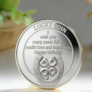 Moneta Commemorativa Personalizzata in Lega di Zinco Placcata Argento con Tecnica di Rilievo Tridimensionale per Regalo di <span class=keywords><strong>Compleanno</strong></span> - Product Image 1