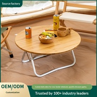 Meubles d'extérieur, cadre en alliage d'aluminium, bambou, petite table ronde pliable, portable, camping, voyage