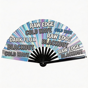 Abanico de mano plegable grande de bambú personalizado, con diseño de sombra, icónico, chino, pintado, Bye Rave, con impresión personalizada - Product Image 2