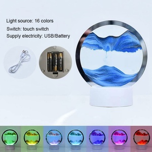 3D Dynamic <b>Moving</b> Sand Art Table Lamp LED Quicksand Painting Night Light Remote Control Desk Lamp Home Decor - Product Image 3