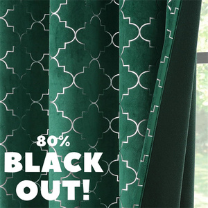 Tende di natale in velluto <span class=keywords><strong>verde</strong></span> camera oscurante luce del <span class=keywords><strong>sole</strong></span> tende bloccanti modello marocchino stampa metallica tende oscuranti - Product Image 3