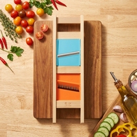 Handmatige mandoline van massief hout, 2-in-1, 2,5 mm medium, 4,5 mm extra groot, julienne groentesnijder, keuken gadget, verpakt in doos