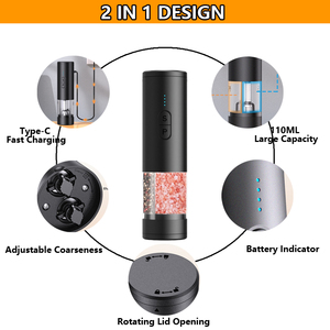 2025 nouveau Design cuisine <span class=keywords><strong>moulin</strong></span> à <span class=keywords><strong>poivre</strong></span> 110ml <span class=keywords><strong>grande</strong></span> capacité 2 en 1 USB Rechargeable électrique sel et <span class=keywords><strong>poivre</strong></span> <span class=keywords><strong>moulin</strong></span> ensemble Shaker - Product Image 3