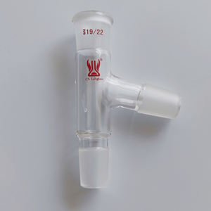 实验室玻璃器皿三通透明硼硅酸盐玻璃75度角蒸馏适配器 - Product Image 4