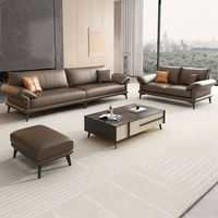 Ensemble de canapés Chesterfield en cuir, style minimaliste et luxueux, pour appartement et hôtel, design modulaire noir