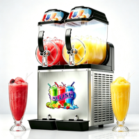 Machine à glace pilée et smoothies, double cylindre avec lampe sept couleurs, en acier inoxydable, capacité 24L