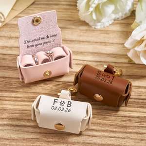 Personalized Leather Wedding Ring <b>Pouch</b> - Custom Engraved Ring Bearer <b>Pouch</b>, Leather Travel Jewelry Case <b>for</b> <b>Men</b> & Women - Product Image 2