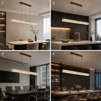 Suspension LED Linéaire Moderne Effet Cristal Fissuré Texture Glace Brisée 86W pour Salle à Manger Cuisine Bureau 10-18 ㎡