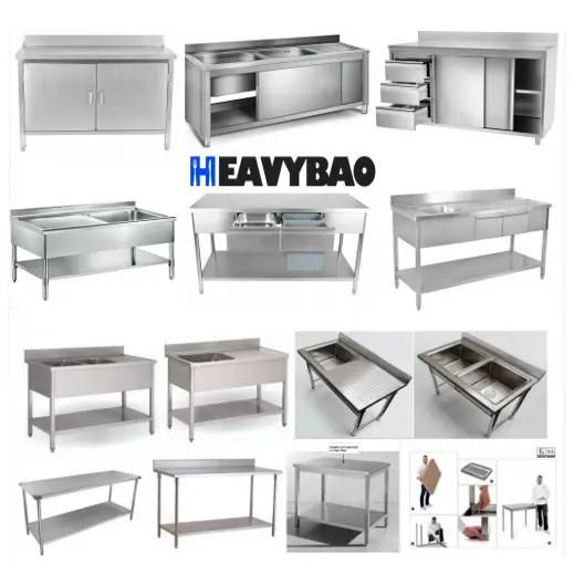 Pesybao bancada de aço inoxidável ajustável, altura personalizada, restaurante comercial, cozinha, trabalho, mesa