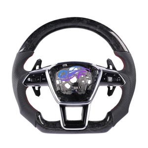 Volant de voiture en cuir et fibre de carbone, <span class=keywords><strong>prix</strong></span> de gros usine, pour <span class=keywords><strong>Audi</strong></span> A3 A4L A5 A6L A7 Q8 TT R8 - Product Image 2