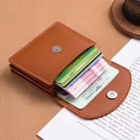 Dompet Koin PU Portabel Kompak Gaya Korea Minimalis Wanita, Tempat Kartu Multifungsi 2-in-1 dari Bahan Poliester