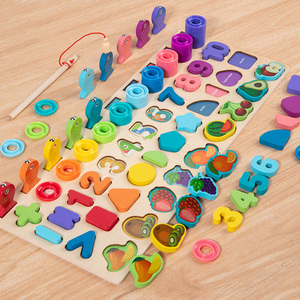 Kit d'apprentissage en bois 5-en-1 : Puzzle, tri de formes, nombres, et plateau d'activités multiples pour tout-petits - Product Image 2