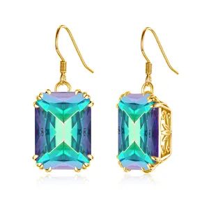 Unique Mystic Rainbow Topaz Earrings Cocktail Retro Sterling Silver Manufacturer Gold long earrings women